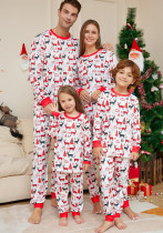 Cartoon Floral Deer Print Parent-Child Christmas Pajamas Home Wear Long-Sleeved Set