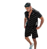 Summer Printed Casual Loose Two-Piece Beach Shorts Set For Men