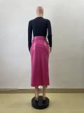 Women pu Leather Autumn and Winter Elegant Chic Wrap Skirt
