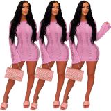 Women's Sexy Hollow Thin Long Sleeve Backless Sexy Dress