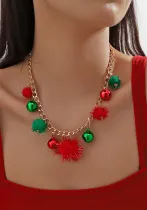 Christmas Cute Cartoon Santa Man Christmas Tree Bell Necklace Women's Accessories
