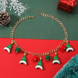 Christmas Cute Cartoon Santa Man Christmas Tree Bell Necklace Women's Accessories