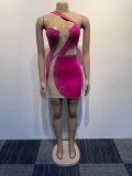 Women Sexy Beaded Stretch Strapless Sleeveless See-Through Bodycon Dress