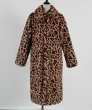 Autumn And Winter Fashionable Casual Turndown Collar Leopard Fleece Coat For Women