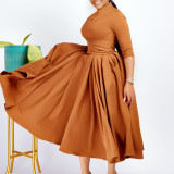 Women's Fashion Chic Pleated African Plus Size Swing Dress