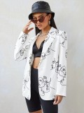 Positioning Print Women's Casual Blazer Jacket Trendy Women's Clothing