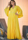 Long Sleeve V Neck Dress Plus Size Solid Color Women's Clothing