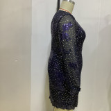 Autumn And Winter Fashionable And Sexy Plus Size Women's Sequined Shiny Slim Fit Dress