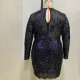 Autumn And Winter Fashionable And Sexy Plus Size Women's Sequined Shiny Slim Fit Dress