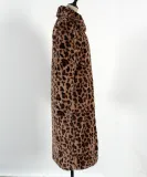 Autumn And Winter Fashionable Casual Turndown Collar Leopard Fleece Coat For Women