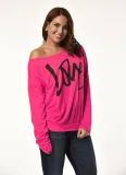 Love Letter Printed Long Sleeve T-Shirt Sexy Off-Shoulder Women's Top