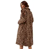 Autumn And Winter Fashionable Casual Turndown Collar Leopard Fleece Coat For Women