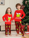 Christmas Family Wear Cartoon Plaid Print Long Sleeve Pajama Set