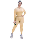 Women's Autumn And Winter Tight Fitting Long Sleeve Top Pants Sports Casual Two Piece Set