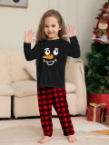 Christmas Family Wear Cartoon Plaid Print Round Neck Long Sleeve Pajama Set
