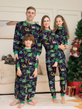 Christmas Family Wear Cotton Print Dog Dinosaur Print Long Sleeve Pajama Set
