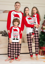 Christmas Family Wear Deer Head Print Plaid Print Long Sleeve Pajama Set