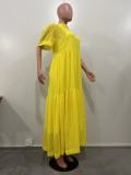 Women chiffon Patchwork Short Sleeve Maxi Dresses