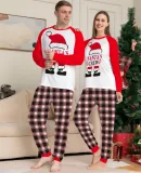 Christmas Family Wear Deer Head Print Plaid Print Long Sleeve Pajama Set