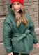 Women's Winter Clothes Slim Fit Lace-Up Turndown Collar Long Sleeve Long Style Hooded Cotton-Padded Jacket