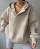Letter Printed Long-Sleeved V-Neck Hoodies