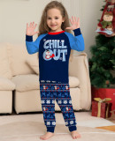 Letter Snowflake Print Christmas Parent-Child Pajamas Set Children's Festival Long-Sleeved Home Clothes