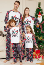 Christmas Cartoon Letter Tree Print Parent-Child Pajamas Set
