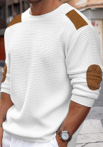 Autumn And Winter Men's Knitting Shirt Round Neck Long-Sleeved Patchwork Slim Pullover Sweater