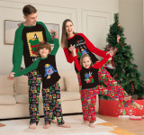 Festive Pajamas Red Set Color Blocking Cute Pattern Christmas Home Clothes