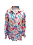 Autumn Multicolor Floral Print Puff Sleeve Shirt