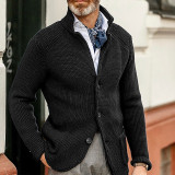 Autumn And Winter Men's Cardigan Jacket Slim Tand Collar Knitting Sweater