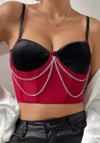 Sexy Color Block Y2K Retrofishbone Chain Outdoor Wear Camisole