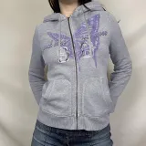 Women's Butterfly Print Zipper Patchwork Basic Hoodies Early Autumn Outdoor Wear Casual Simple Jacket