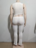 Women's Casual Set Irregular Fringe Sleeveless Tank Top High Waist Pants Set
