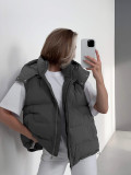Autumn And Winter Trendy Sleeveless Hooded Down Cotton Jacket Cotton-Padded Outer Vest
