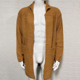 Autumn And Winter Cardigan Men's Solid Color High Collar Long Sleeve Knitting Sweater Coat