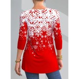 Women's Plus Size Long Sleeve Christmas Elements Print Loose Top T-Shirt