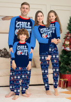 Letter Snowflake Print Christmas Parent-Child Pajamas Set Children's Festival Long-Sleeved Home Clothes