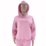 Women Solid Hoodies and Pant Casual Two-piece Set