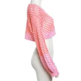 Women Sexy See-Through Crop Casual Sweater