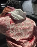 Women Casual Letter Embroidered Padded Jacket