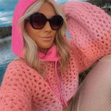 Women Sexy See-Through Crop Casual Sweater