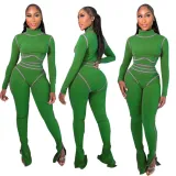 Women Casual Line Long Sleeve Top and Pant Two-piece Set