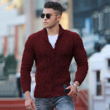 Autumn And Winter Solid Color Slim Sweater Men's Knitting Cardigan Jacket