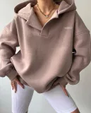 Letter Printed Long-Sleeved V-Neck Hoodies