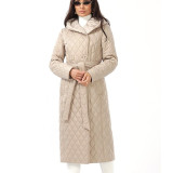Winter Hooded Cotton-Padded Coat Lightweight Belt Down Jacket For Women