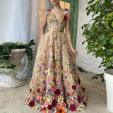 Women flower embroidery sexy dress