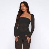 Women lace Strapless Top and Pant Sexy Three-Piece