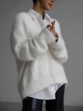 Knitting Cardigan Autumn And Winter Lazy Loose Long-Sleeved V-Neck Sweater Jacket For Women