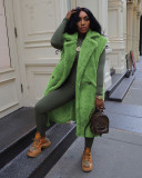 Women's Casual Solid Color Sleeveless Long Fleece Jacket